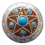 HILASON Western Screw Back Conchoturquoise Star Antique Round Bling Headstall | Concho Belt Slotted Conchos