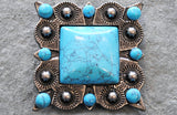 HILASON Square Turquoise Stone Western Concho Antique Silver Star Burst