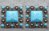 HILASON Square Turquoise Stone Western Concho Antique Silver Star Burst