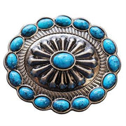 Western Screw Back Concho Turquoise Oval Antique Nickle Bling Headstall