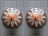 Hilason 3 Tone Finishing Round Conchos Copper Dome Silver And Brown