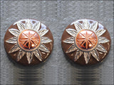 HILASON Tone Finishing Round Conchos Copper Dome Silver And Brown | Western Concho Belt Slotted