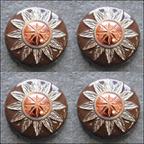 Hilason 3 Tone Finishing Round Conchos Copper Dome Silver And Brown