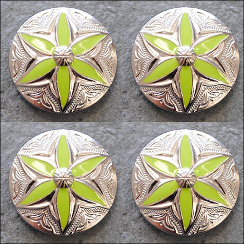 HILASON Western Screw Back Concho 1 Round Floral Green Inlay Bling Saddle Cowgirl 1.5 inch | Slotted Conchos