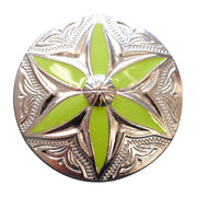 HILASON Western Screw Back Concho 1 Round Floral Green Inlay Bling Saddle Cowgirl 1.5 inch | Slotted Conchos