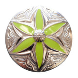 Set Of 16 Screw Back Concho Round Floral Green Inlay Bling Saddle Hilason - Uhorse