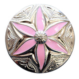 HILASON Western Screw Back Concho 1 Round Floral Pink Inlay Bling Saddle Cowgirl | Western Concho Belt | Slotted Conchos