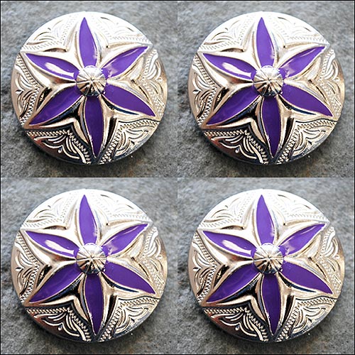 HILASON Screw Back Concho Round Floral Purple Inlay Bling Saddle | Bridle Conchos Western Belt Slotted