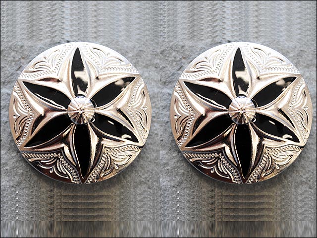 Western Screw Back Concho Round Floral Black Inlay Bling Saddle