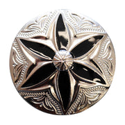 Western Screw Back Concho Round Floral Black Inlay Bling Saddle