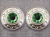 Western Screw Back Concho1 Green Crystal Wheel Bling Headstall Cowgirl