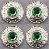 Western Screw Back Concho1 Green Crystal Wheel Bling Headstall Cowgirl