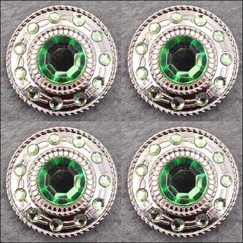 HILASON Western Screw Back Concho Green Crystal Wheel Bling Cowgirl Color | Bridle Conchos Slotted
