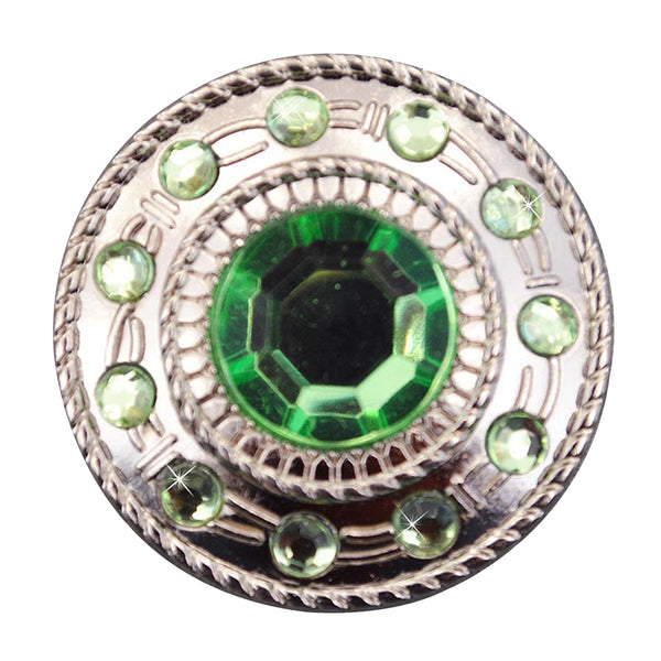Western Screw Back Concho1 Green Crystal Wheel Bling Headstall Cowgirl - Uhorse