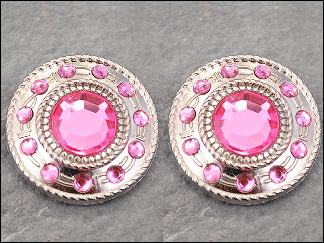 HILASON Screw Back Concho Nickel Wheel Shape W/Rope Edge Saddle Pink Color | Bridle Conchos Slotted