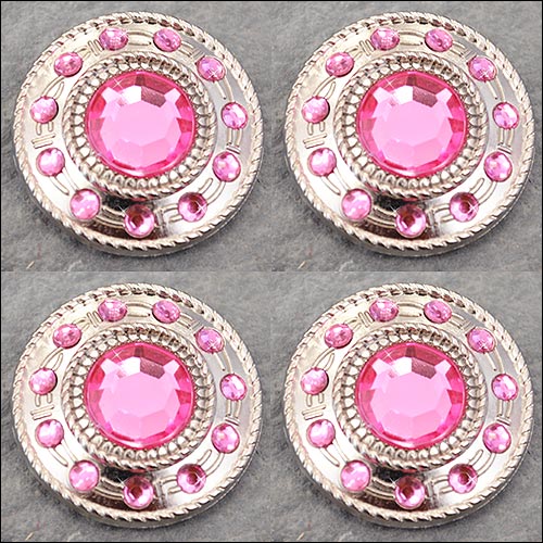 HILASON Screw Back Concho Nickel Wheel Shape W/Rope Edge Saddle Pink Color | Bridle Conchos | Slotted Conchos