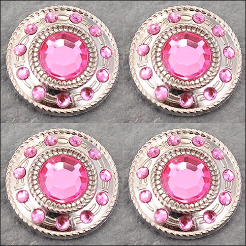 HILASON Screw Back Concho Nickel Wheel Shape W/Rope Edge Saddle Pink Color | Bridle Conchos Slotted