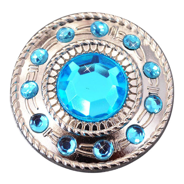 HILASON Western Screw Back Turquoise Rhinestone Crystal Concho with Rope Edge - Uhorse