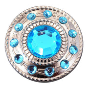 HILASON Western Screw Back Turquoise Rhinestone Crystal Concho w/ Rope Edge