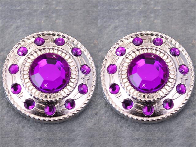 HILASON Screw Back Concho Nickel Wheel Shape Rope Edge Saddle Purple Color | Bridle Conchos Slotted