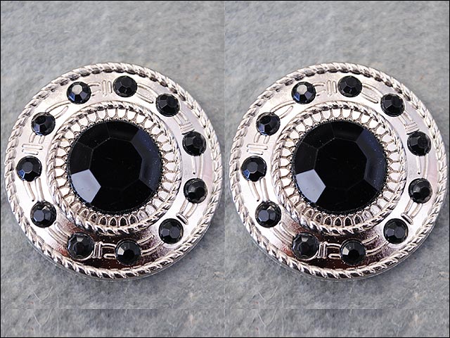 HILASON Western Screw Back Concho1 Black Crystal Wheel Bling Headstall Cowgirl | Concho Belt Slotted Conchos