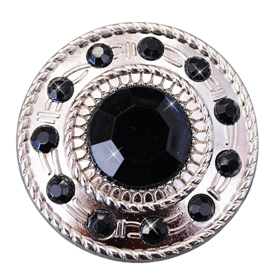 Set Of 4 Western Screw Back Concho Black Crystal Wheel Bling Cowgirl - Hilason