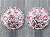 Western Screw Back Concho 1 Pink Crystal Wheel Bling Headstall Cowgirl