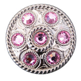 Set Of 2 Western Screw Back Concho Pink Crystal Wheel Bling Cowgirl - Uhorse