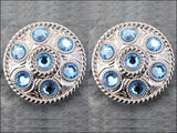 Western Screw Back Concho1 Blue Crystal Wheel Bling Headstall Cowgirl