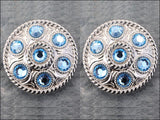 HILASON Western Screw Back Concho Blue Crystal Wheel Bling Cowgirl Blue Color | Bridle Conchos | Slotted Conchos