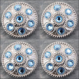 Western Screw Back Concho1 Blue Crystal Wheel Bling Headstall Cowgirl