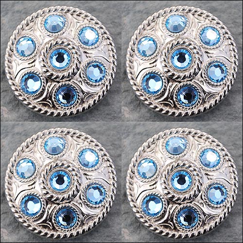 HILASON Western Screw Back Concho Blue Crystal Wheel Bling Cowgirl Color | Bridle Conchos Slotted