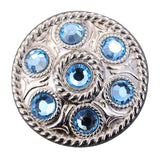 HILASON Western Screw Back Concho Blue Crystal Wheel Bling Cowgirl Blue Color | Bridle Conchos | Slotted Conchos