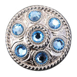 Western Screw Back Concho1 Blue Crystal Wheel Bling Headstall Cowgirl