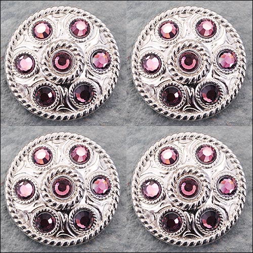 Western Screw Back Concho Purple Crystal Wheel Bling Cowgirl