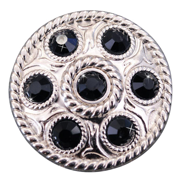 Western Screw Back Concho1 Black Crystal Wheel Bling Headstall Cowgirl - Uhorse
