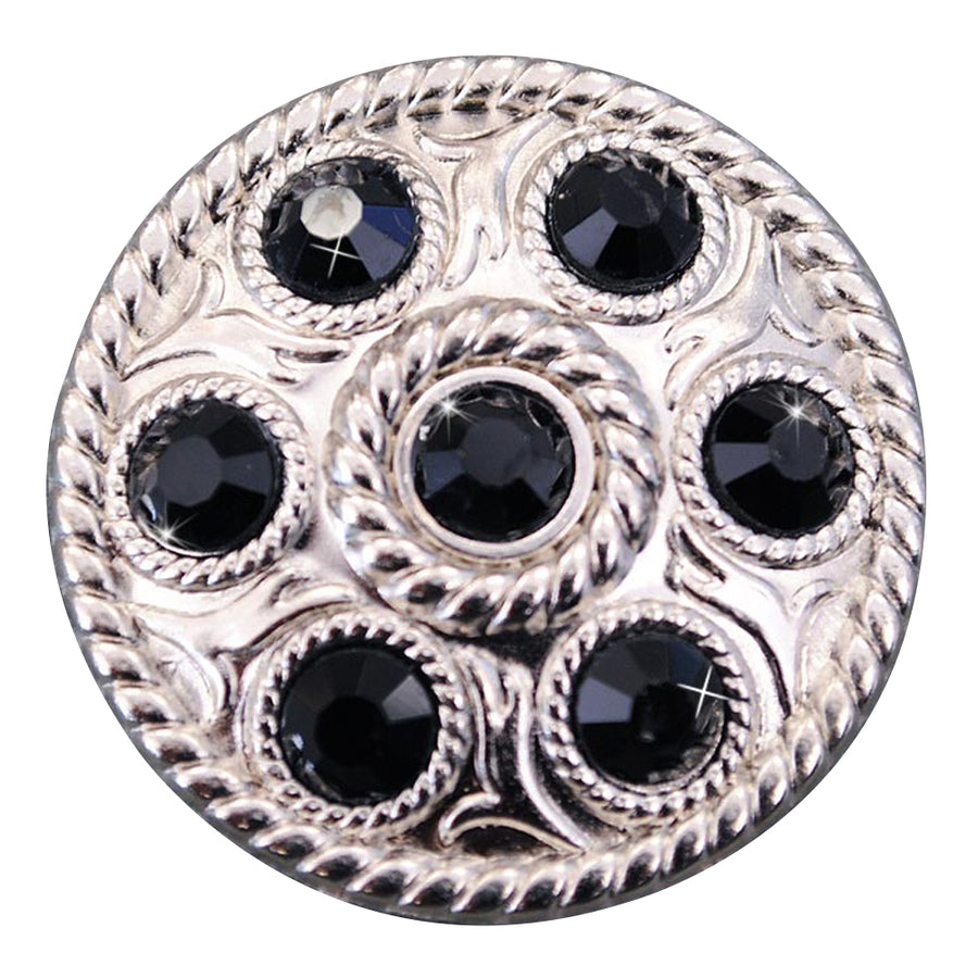 Set Of 2 Western Screw Back Concho Black Crystal Wheel Bling Cowgirl - Uhorse