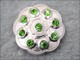 Set Of 32 Western Screw Back Concho Green Crystal Floral Bling Cowgirl - Uhorse
