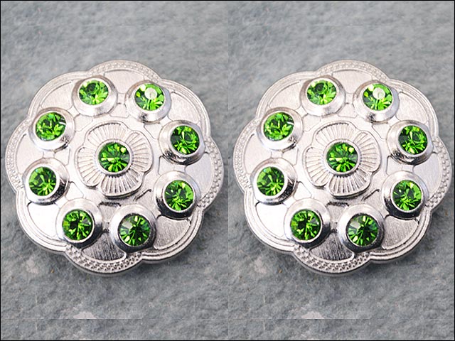 HILASON Western Screw Back Concho Green Crystal Floral Bling Cowgirl Color | Bridle Conchos Slotted