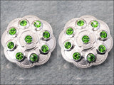 HILASON Western Screw Back Concho Green Crystal Floral Bling Cowgirl Green Color | Bridle Conchos | Slotted Conchos