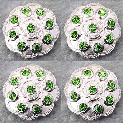 HILASON Western Screw Back Concho Green Crystal Floral Bling Cowgirl Color | Bridle Conchos Slotted