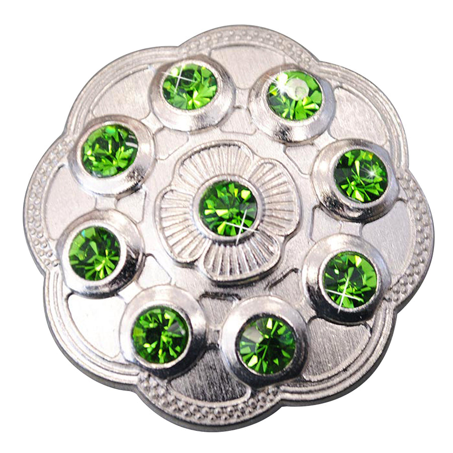 Western Screw Back Concho1 Green Crystal Floral Bling Headstall Cowgirl - Uhorse