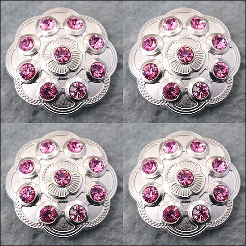 HILASON Western Screw Back Concho1 Pink Crystal Floral Bling Headstall Cowgirl 1.5 inch | Concho Slotted Conchos