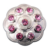 Set Of 32 W. Screw Back Concho Pink Crystal Floral Bling Cowgirl – by Hilason – Cowboy and equestrian accessories