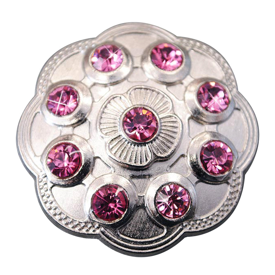 Set Of 4 Western Screw Back Concho Pink Crystal Floral Bling Cowgirl - Uhorse