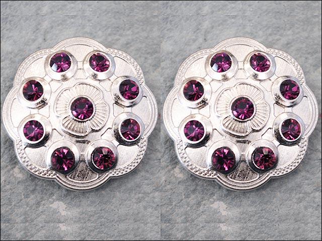 HILASON Western Screw Back Conchopurple Crystal Floral Bling Headstall Cowgirl 1.5 inch | Concho Slotted Conchos