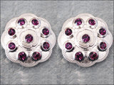 HILASON Western Screw Back Conchopurple Crystal Floral Bling Headstall Cowgirl 1.5 inch | Western Concho | Slotted Conchos