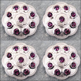 HILASON Western Screw Back Conchopurple Crystal Floral Bling Headstall Cowgirl 1.5 inch | Western Concho | Slotted Conchos