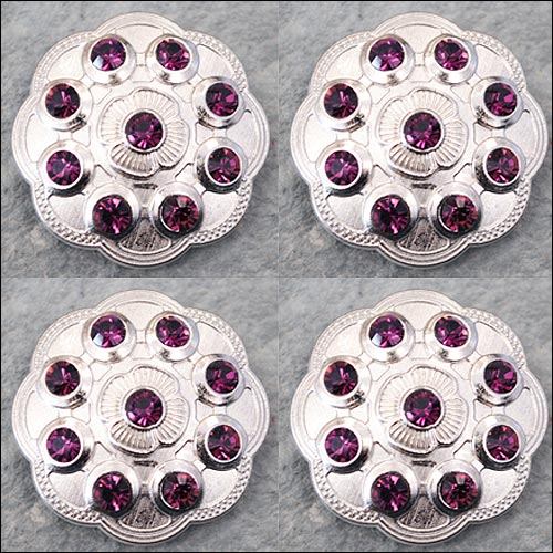 HILASON Western Screw Back Conchopurple Crystal Floral Bling Headstall Cowgirl 1.5 inch | Concho Slotted Conchos