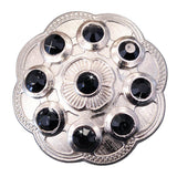 Set Of 32 Western Screw Back Concho Black Crystal Floral Bling Cowgirl - Uhorse